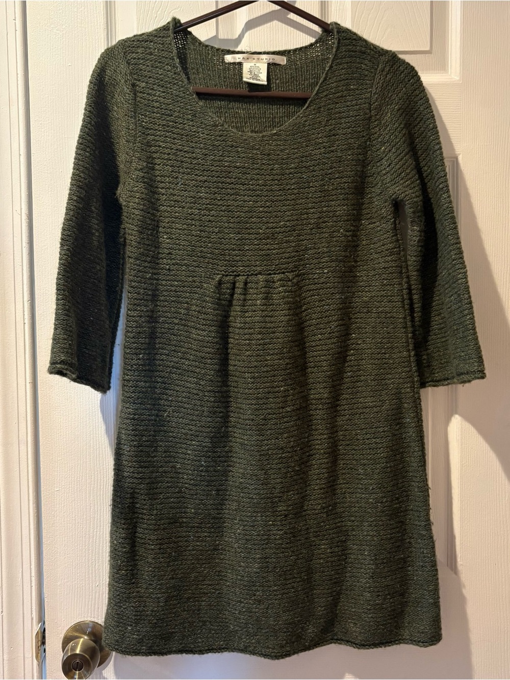 Max Studio Olive Green Long Sleeve Knit Dress